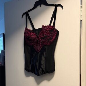 Cacique Black and Pink Lace Bustier